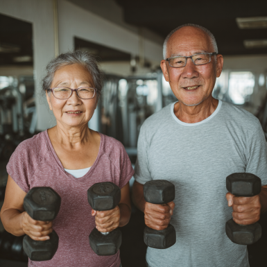 Инструктор работает с пожилой группой